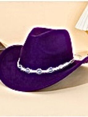Purple Western Cowboy Hat with Silver Button Band. NWT.